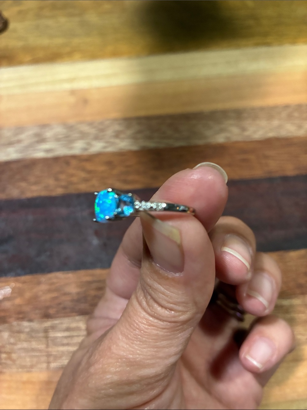 Zales Blue Opal and Blue Topaz Accent Ring - Picture 4 of 4